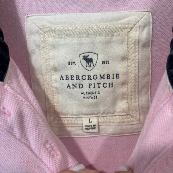 Vintage Abercrombie & Fitch Pink Polo Shirt Moose Logo Bella Swan Women’s L - Picture 3 of 5